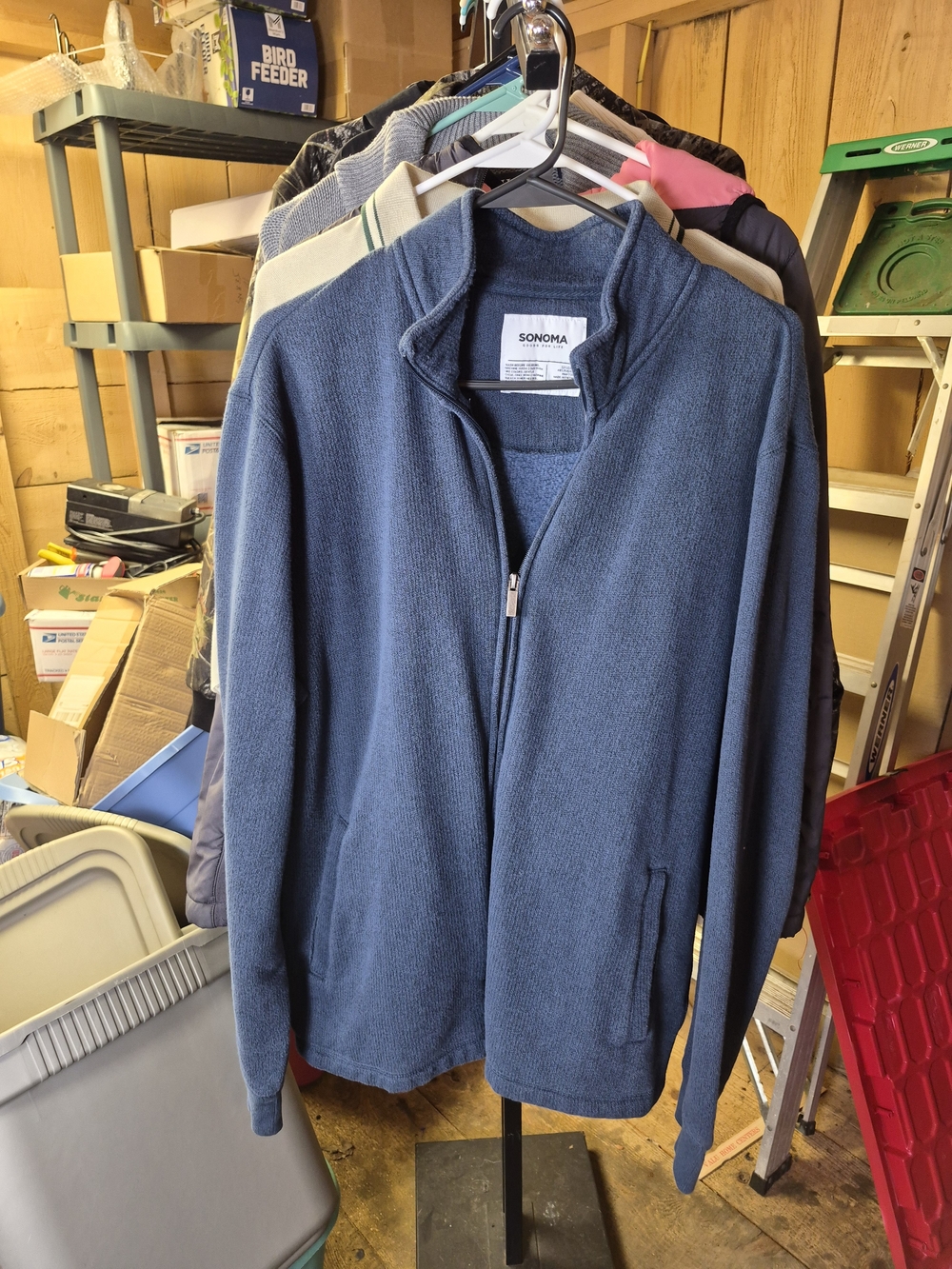 SONOMA Men's Full-Zip Blue Sweater Jacket Bin 60